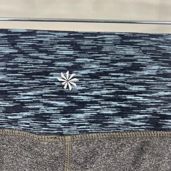 Athleta Gray Leggings Ankle Cropped Heathered Blue Racing Strip Running Women XS - Picture 8 of 10